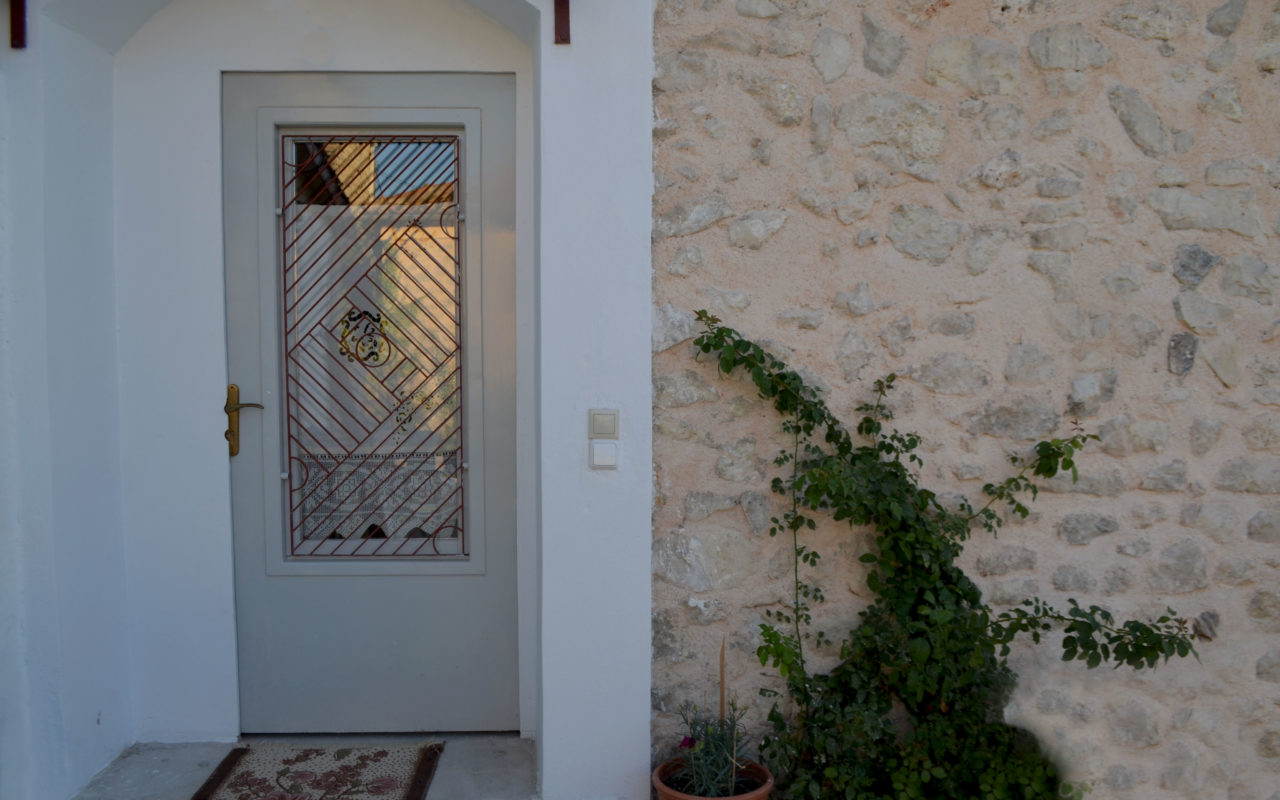 The entrance of our vacation rental house in Kavallos village, Lefkada